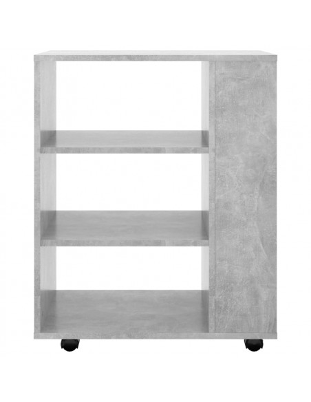 Mobiletto con Ruote Grigio Cemento 60x35x75cm Legno Multistrato