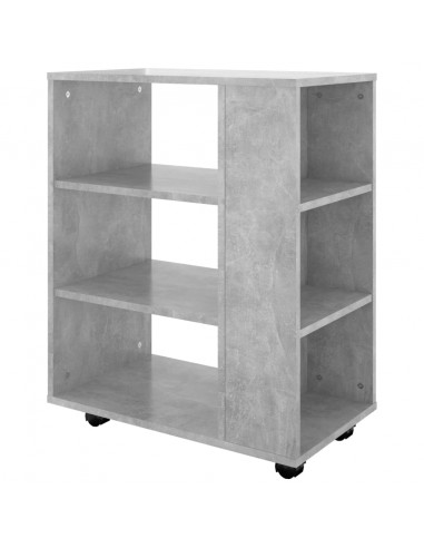 Mobiletto con Ruote Grigio Cemento 60x35x75cm Legno Multistrato