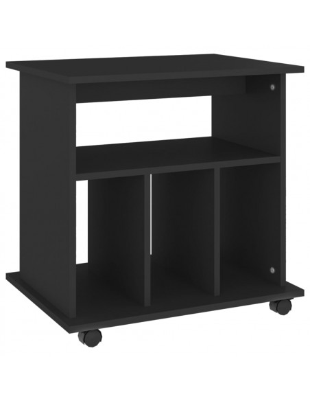 Mobiletto con Ruote Nero 60x45x60 cm in Legno Multistrato