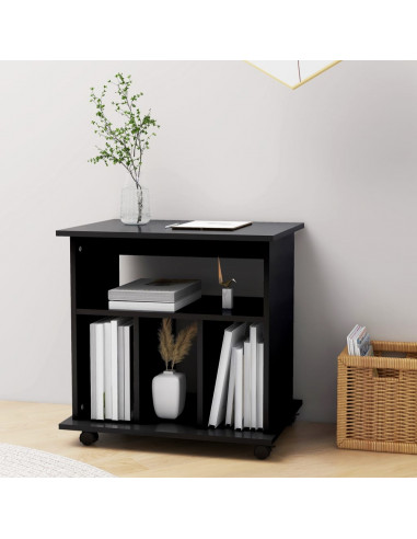 Mobiletto con Ruote Nero 60x45x60 cm in Legno Multistrato