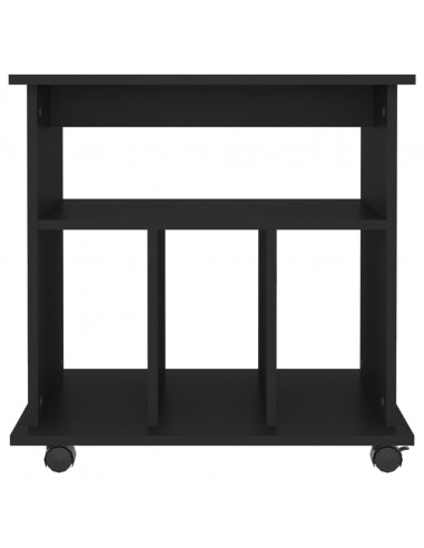 Mobiletto con Ruote Nero 60x45x60 cm in Legno Multistrato