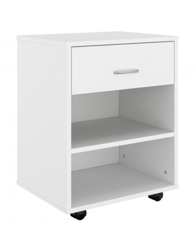 Mobiletto con Ruote Bianco 46x36x59 cm in Legno Multistrato