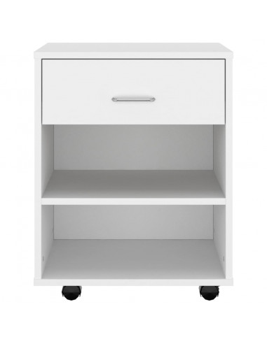 Mobiletto con Ruote Bianco 46x36x59 cm in Legno Multistrato