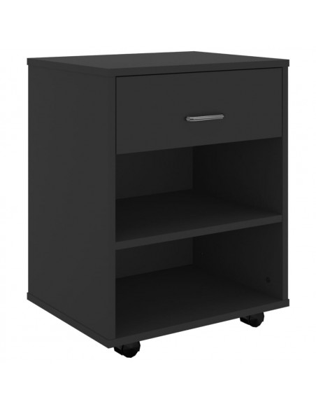 Mobiletto con Ruote Nero 46x36x59 cm in Legno Multistrato
