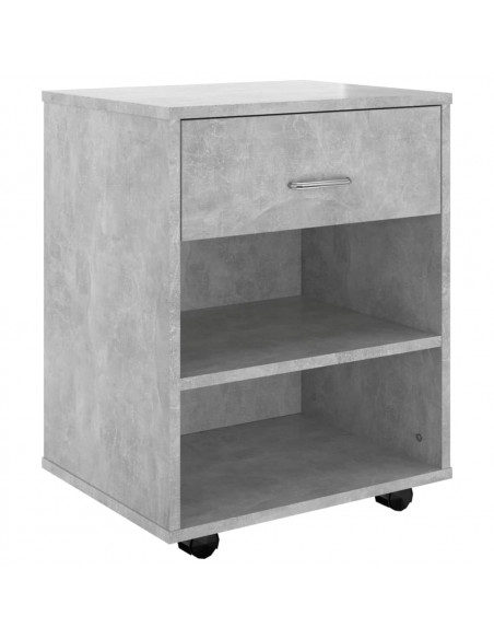 Mobiletto con Ruote Grigio Cemento 46x36x59cm Legno Multistrato