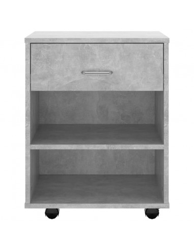 Mobiletto con Ruote Grigio Cemento 46x36x59cm Legno Multistrato
