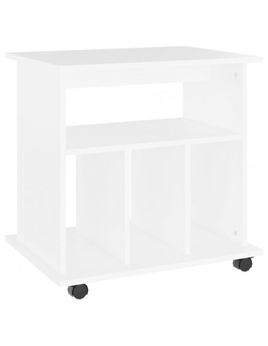 Mobiletto con Ruote Bianco 60x45x60 cm in Legno Multistrato