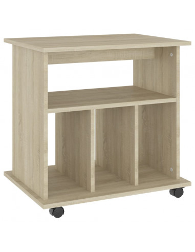 Mobiletto con Ruote Rovere Sonoma 60x45x60 cm Legno Multistrato