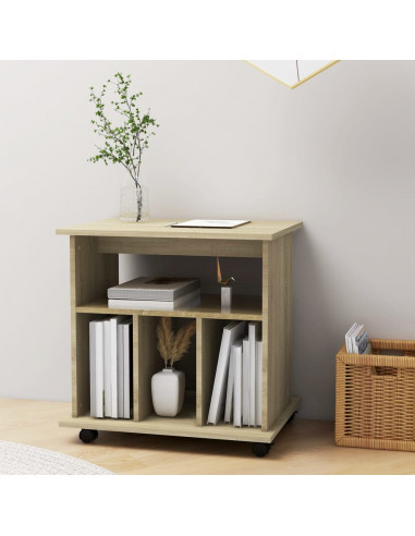 Mobiletto con Ruote Rovere Sonoma 60x45x60 cm Legno Multistrato