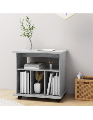 Mobiletto con Rotelle Grigio Cemento 60x45x60 cm in Truciolato