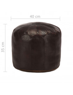 Pouf Marrone Scuro 40x35 cm in Vera Pelle di Capra