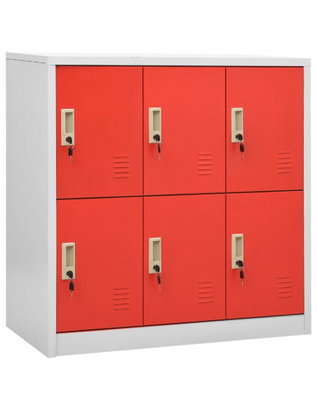 Armadietto a Chiave Grigio Chiaro e Rosso 90x45x92,5 cm Acciaio