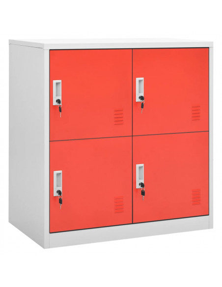 Armadietto a Chiave Grigio Chiaro e Rosso 90x45x92,5 cm Acciaio