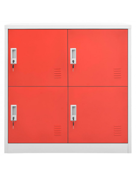 Armadietto a Chiave Grigio Chiaro e Rosso 90x45x92,5 cm Acciaio