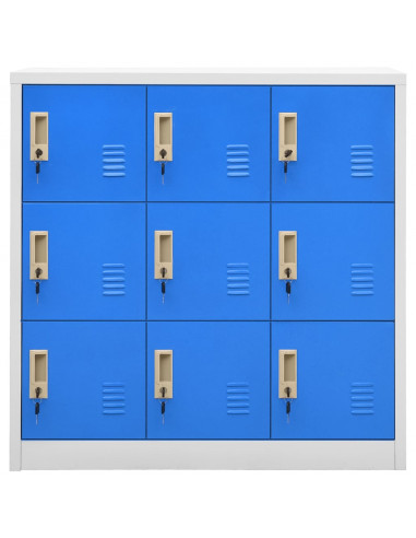 Armadietto con Chiave Grigio Chiaro e Blu 90x45x92,5 cm Acciaio