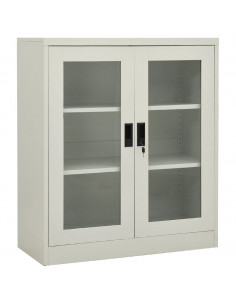 Armadio per Ufficio Grigio Chiaro 90x40x105 cm in Acciaio 2