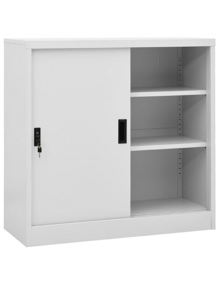 Armadio Ufficio Anta Scorrevole GrigioChiaro 90x40x90cm Acciaio