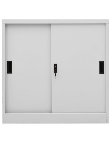 Armadio Ufficio Anta Scorrevole GrigioChiaro 90x40x90cm Acciaio