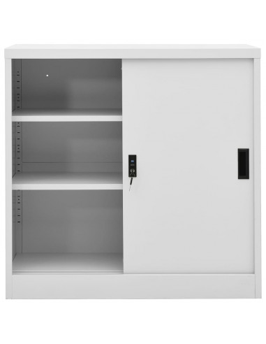 Armadio Ufficio Anta Scorrevole GrigioChiaro 90x40x90cm Acciaio