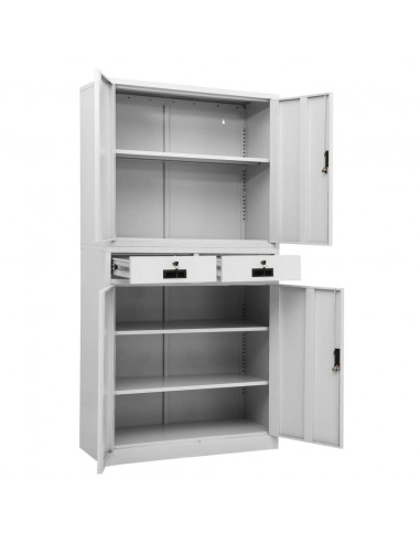 Armadio per Ufficio Grigio Chiaro 90x40x180 cm in Acciaio