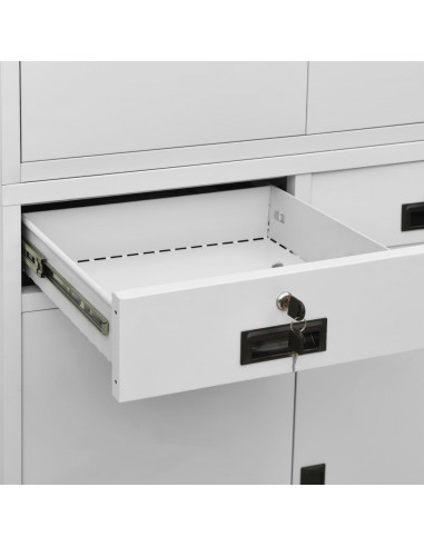 Armadio per Ufficio Grigio Chiaro 90x40x180 cm in Acciaio