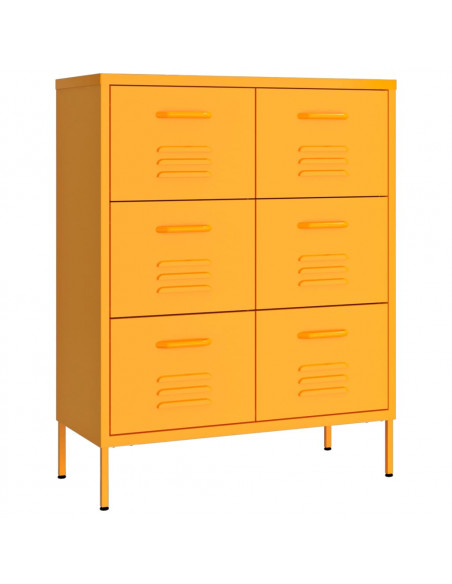 Cassettiera Giallo Senape 80x35x101,5 cm in Acciaio
