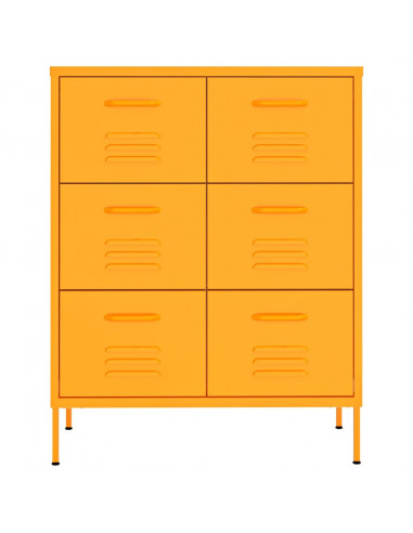 Cassettiera Giallo Senape 80x35x101,5 cm in Acciaio