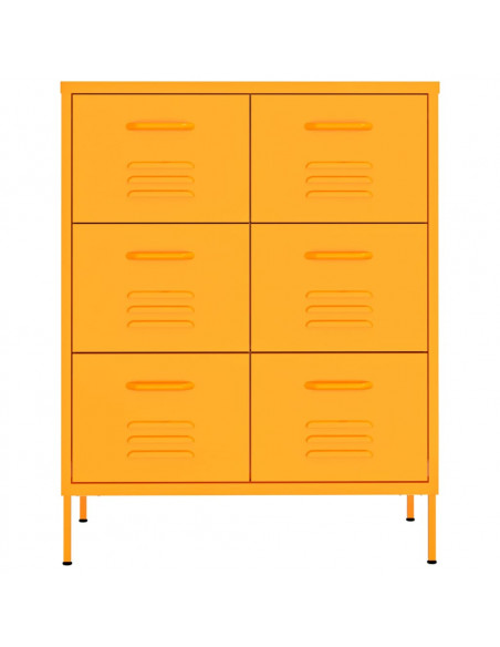 Cassettiera Giallo Senape 80x35x101,5 cm in Acciaio