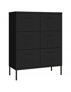 Cassettiera Nera 80x35x101,5 cm in Acciaio 2