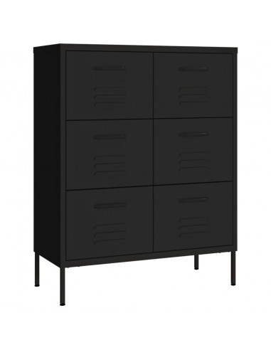 Cassettiera Nera 80x35x101,5 cm in Acciaio