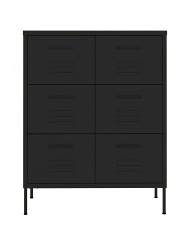 Cassettiera Nera 80x35x101,5 cm in Acciaio