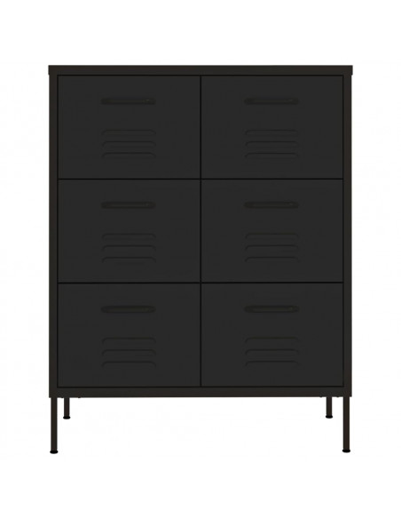 Cassettiera Nera 80x35x101,5 cm in Acciaio