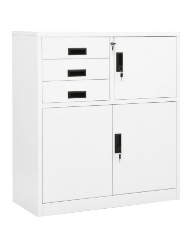 Armadio per Ufficio Bianco 90x40x102 cm in Acciaio
