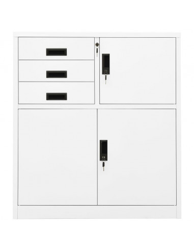 Armadio per Ufficio Bianco 90x40x102 cm in Acciaio