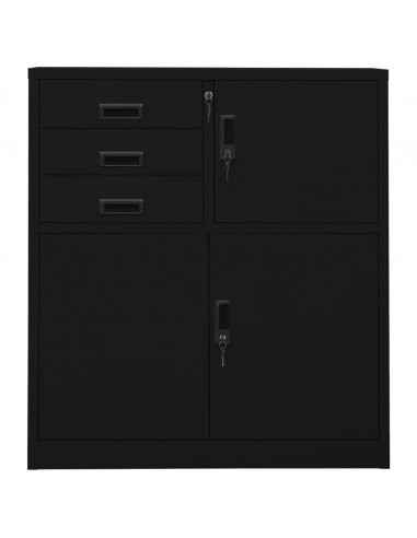 Armadio per Ufficio Nero 90x40x102 cm in Acciaio