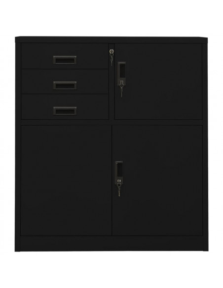 Armadio per Ufficio Nero 90x40x102 cm in Acciaio