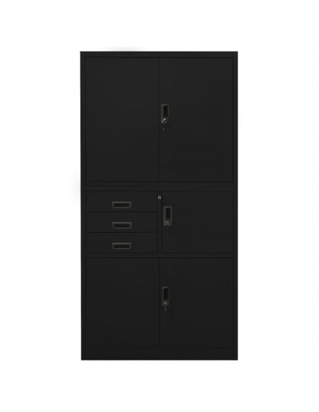 Armadio per Ufficio Nero 90x40x180 cm in Acciaio