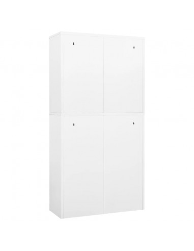 Armadio per Ufficio Bianco 90x40x180 cm in Acciaio e Vetro