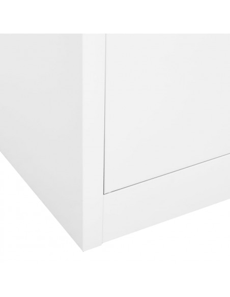 Armadio per Ufficio Bianco 90x40x180 cm in Acciaio e Vetro