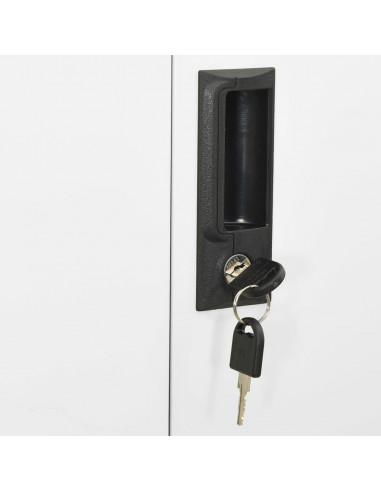 Armadio per Ufficio Bianco 90x40x180 cm in Acciaio e Vetro