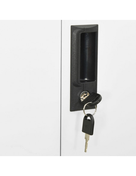 Armadio per Ufficio Bianco 90x40x180 cm in Acciaio e Vetro