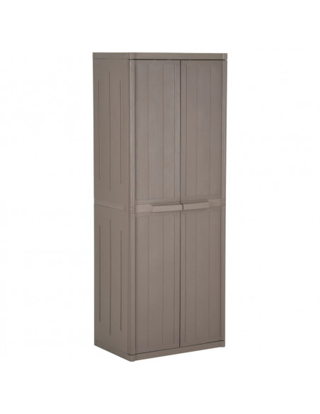 Armadio da Giardino Marrone 65x45x172 cm in PP Aspetto Legno