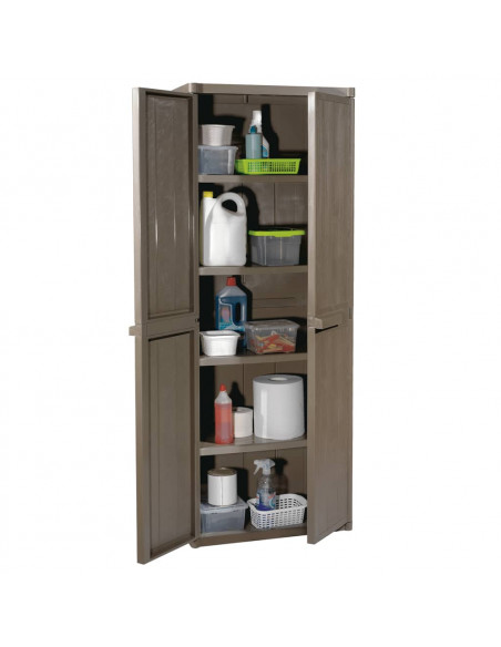 Armadio da Giardino Marrone 65x45x172 cm in PP Aspetto Legno