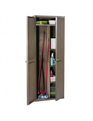 Armadio da Giardino Marrone 65x45x172 cm in PP Aspetto Legno
