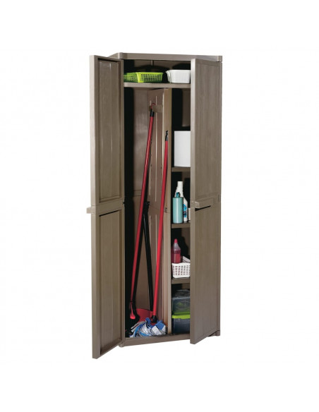 Armadio da Giardino Marrone 65x45x172 cm in PP Aspetto Legno