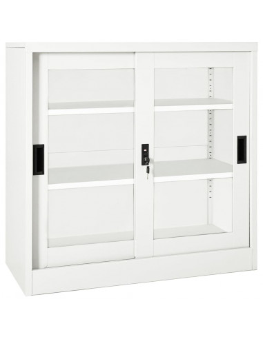 Armadio con Ante Scorrevoli Bianco 90x40x90 cm in Acciaio