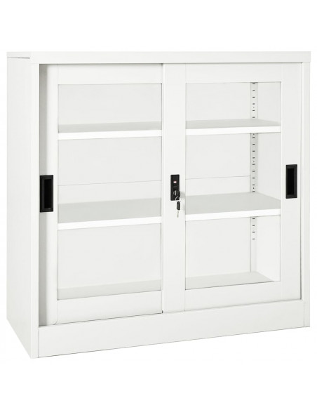 Armadio con Ante Scorrevoli Bianco 90x40x90 cm in Acciaio