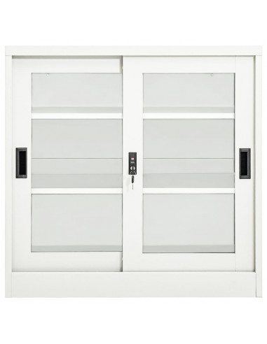 Armadio con Ante Scorrevoli Bianco 90x40x90 cm in Acciaio