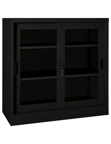 Armadio con Ante Scorrevoli Nero 90x40x90 cm in Acciaio