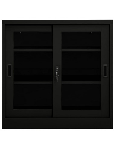 Armadio con Ante Scorrevoli Nero 90x40x90 cm in Acciaio